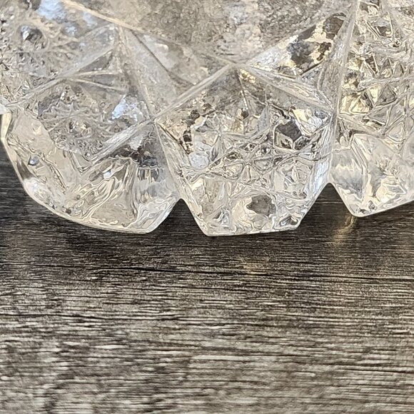 Vintage Open Glass Oval Candy Nut Dish Sawtooth Rim Heavy Clear - Picture 11 of 16